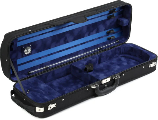 CA1804 Intermediate Oblong 4/4 Violin Case w/ Blue interior and hygrometer