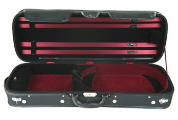 CA1812RED intermediate oblong 15"-16.5" case w/ red interior and hygrometer